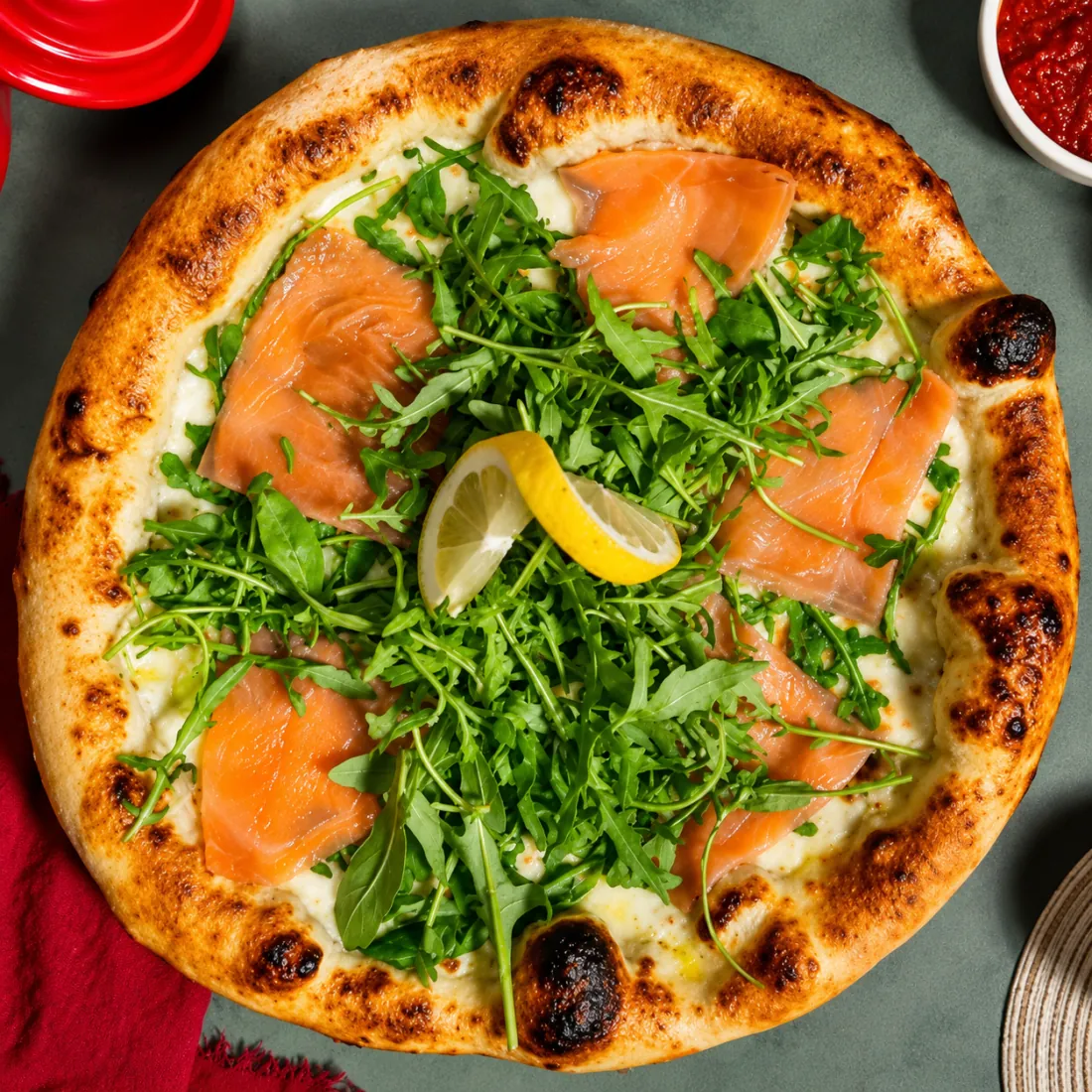 Pizza Salmone au saumon fumé et roquette